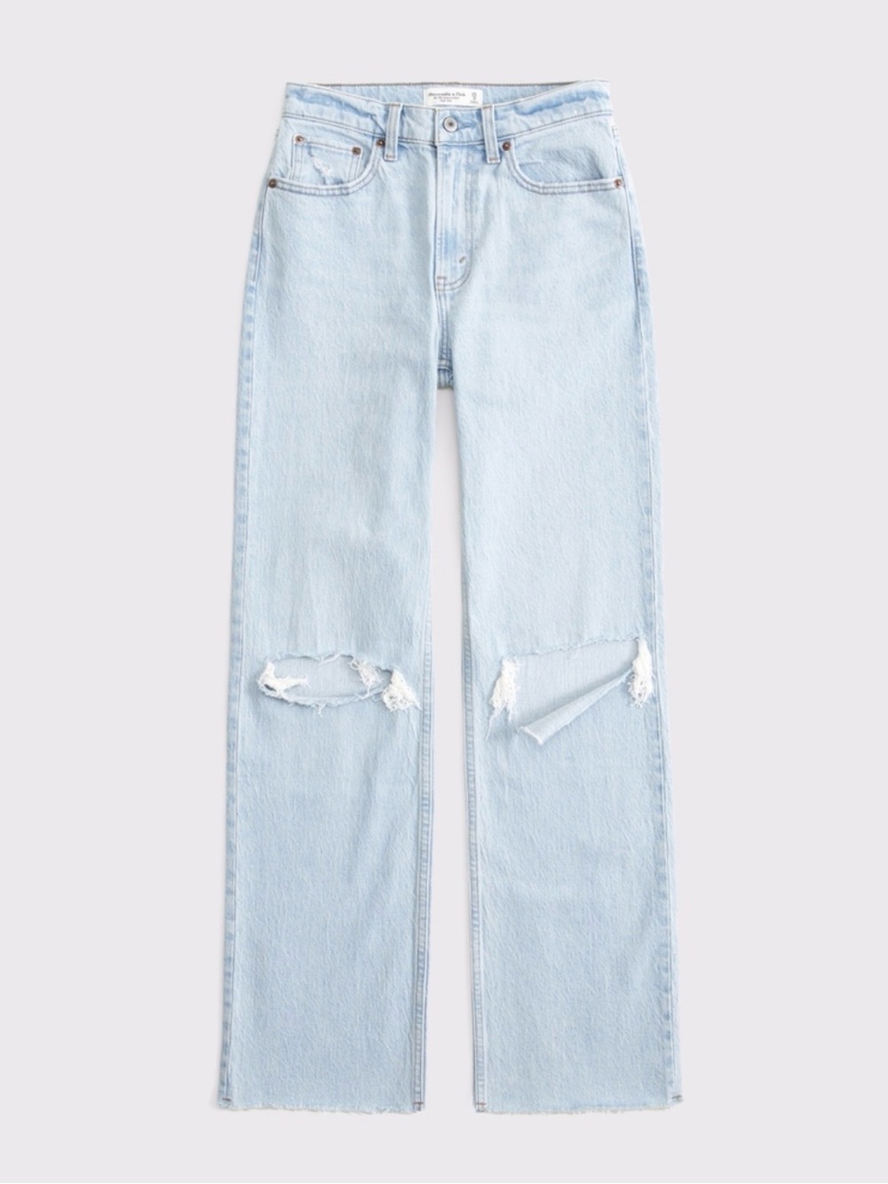 Abercrombie High Rise 90s Relaxed Jeans in Knee Rip - Picture 5 of 8